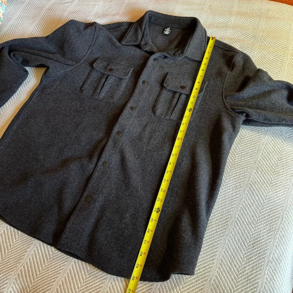 Woolx Wilder Shirt Jac Mens XL‎ Charcoal Grey Merino Wool Blend Overshirt Jacket